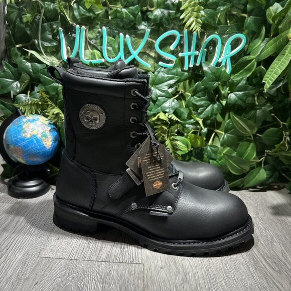 Harley Davidson Men\'s Faded Glory Skull Waterproof Motorcycle Boots Black Sz 13 main image 8